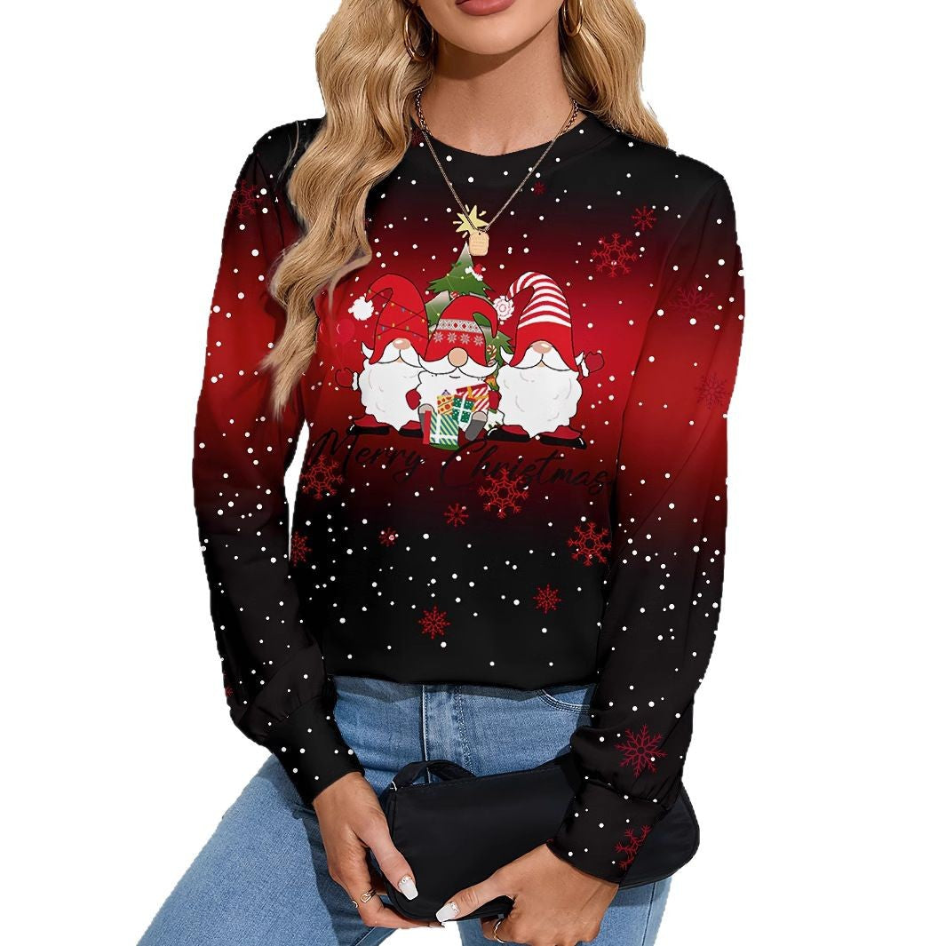 Santa Claus Snowflake Printed Long Sleeve Home Sleepwear