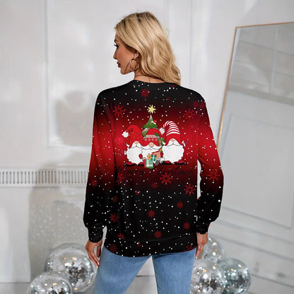 Santa Claus Snowflake Printed Long Sleeve Home Sleepwear