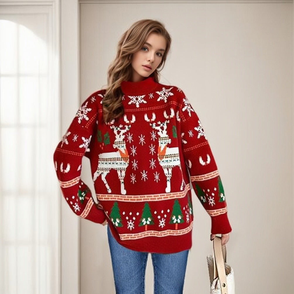 Christmas Sweater Autumn/Winter Double Elk Christmas Knitted Sweater